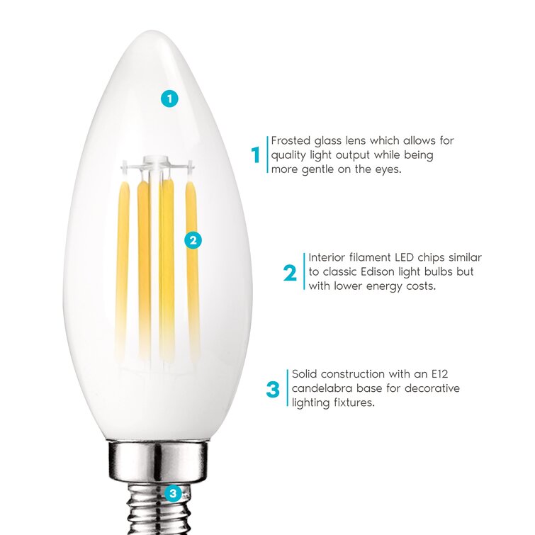 Luxrite 5 Watt 60 Watt Equivalent B11 LED Dimmable Light Bulb